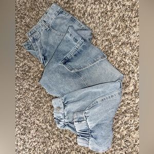 cargo jeans high waisted with side real pockets